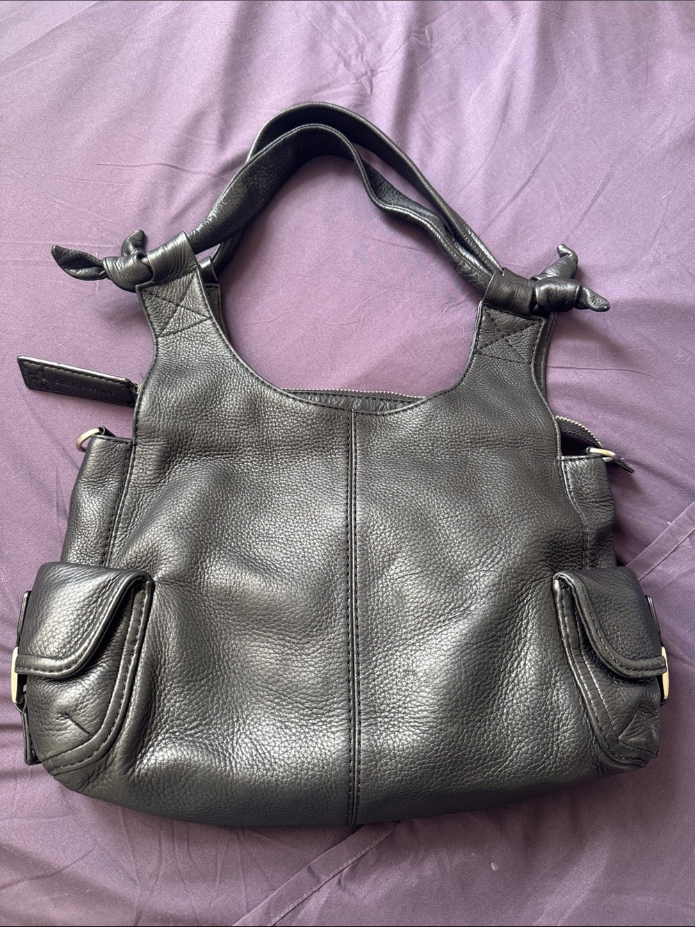 MICHAEL KORS - Black Pebbled Leather Slouchy Hobo - Knot Shoulder Straps